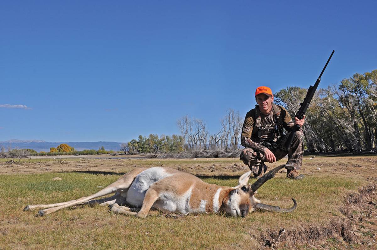 Jack’s biggest antelope was taken as it headed to water at the reservoir in the background.